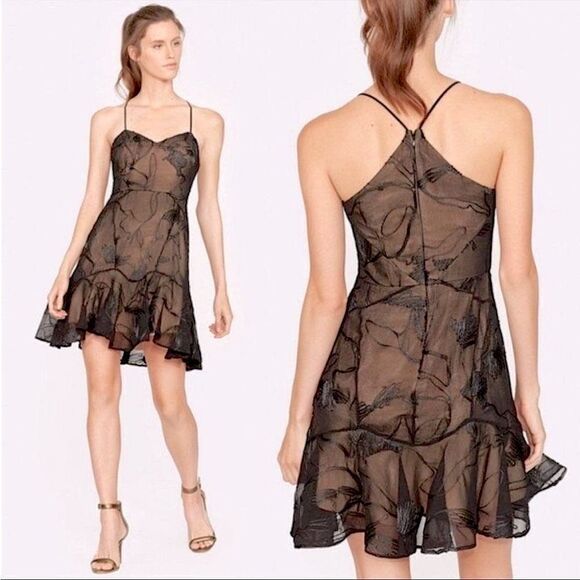 NWT Halston Heritage Soutache A-line Mini Dress Black Embroidered Sz. 6 - Picture 1 of 8